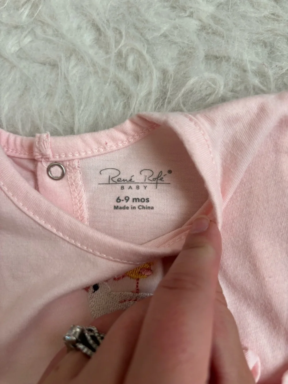 Rene Rofe Baby Girl Pink and Cream Farm Animal Printed Skirted Bodysuit